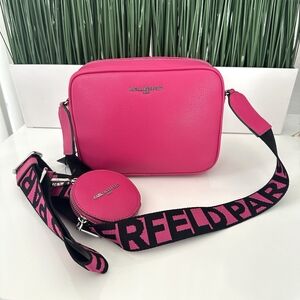 KARL LAGERFELD Paris Maybelle Crossbody Bag Fuchsia Pink Logo Purse $200